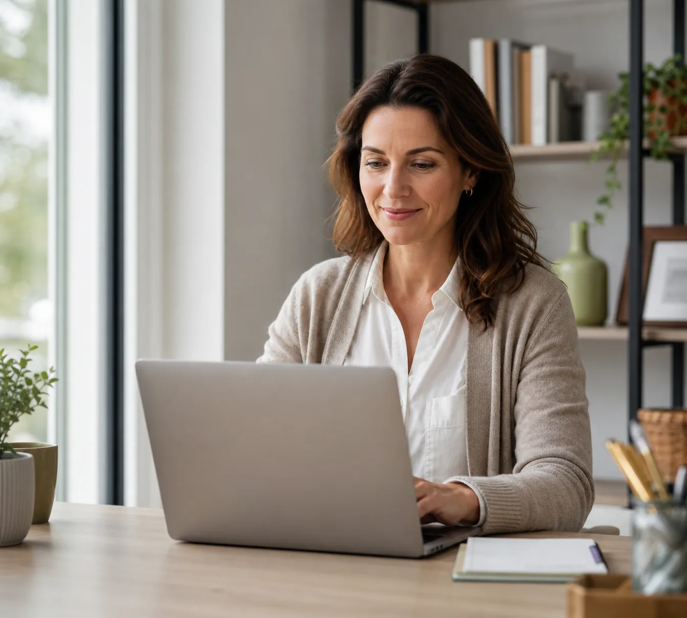 Western employer approving completed work on a laptop