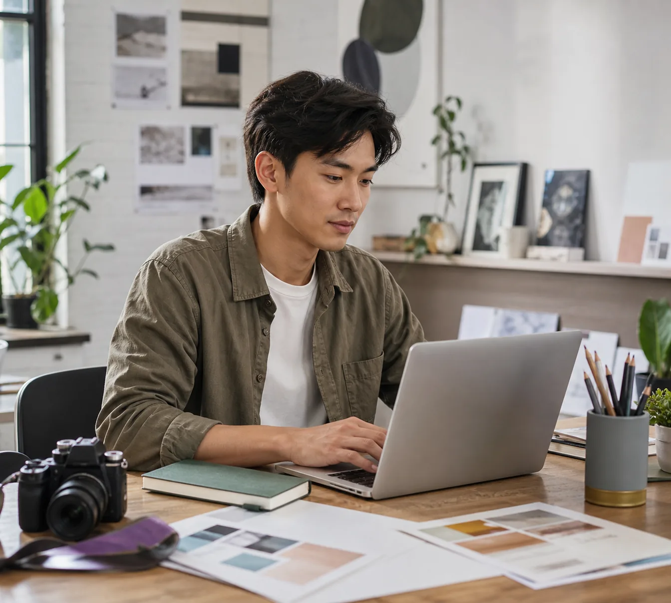 Chinese freelancer preparing a professional portfolio